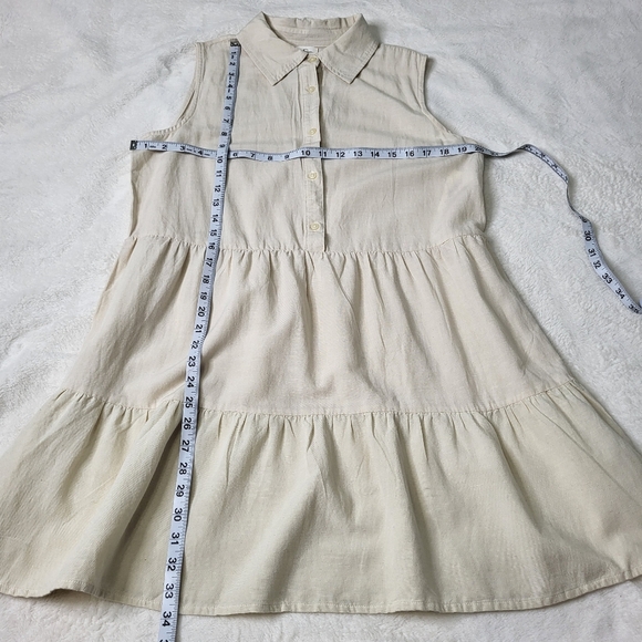 Jessica Simpson Linen Blend Cream Sleeveless Button-Up Dress. Size Large - Picture 7 of 9